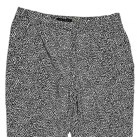 Theory Women's Cropped Pants Size 6 Gray Black Cheetah Print 100% Silk - Picture 2 of 6